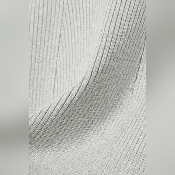 S2. NWT KHAITE SALMA OFF THE SHOULDER CUTOUT METALLIC KNIT TOP - Picture 6 of 9